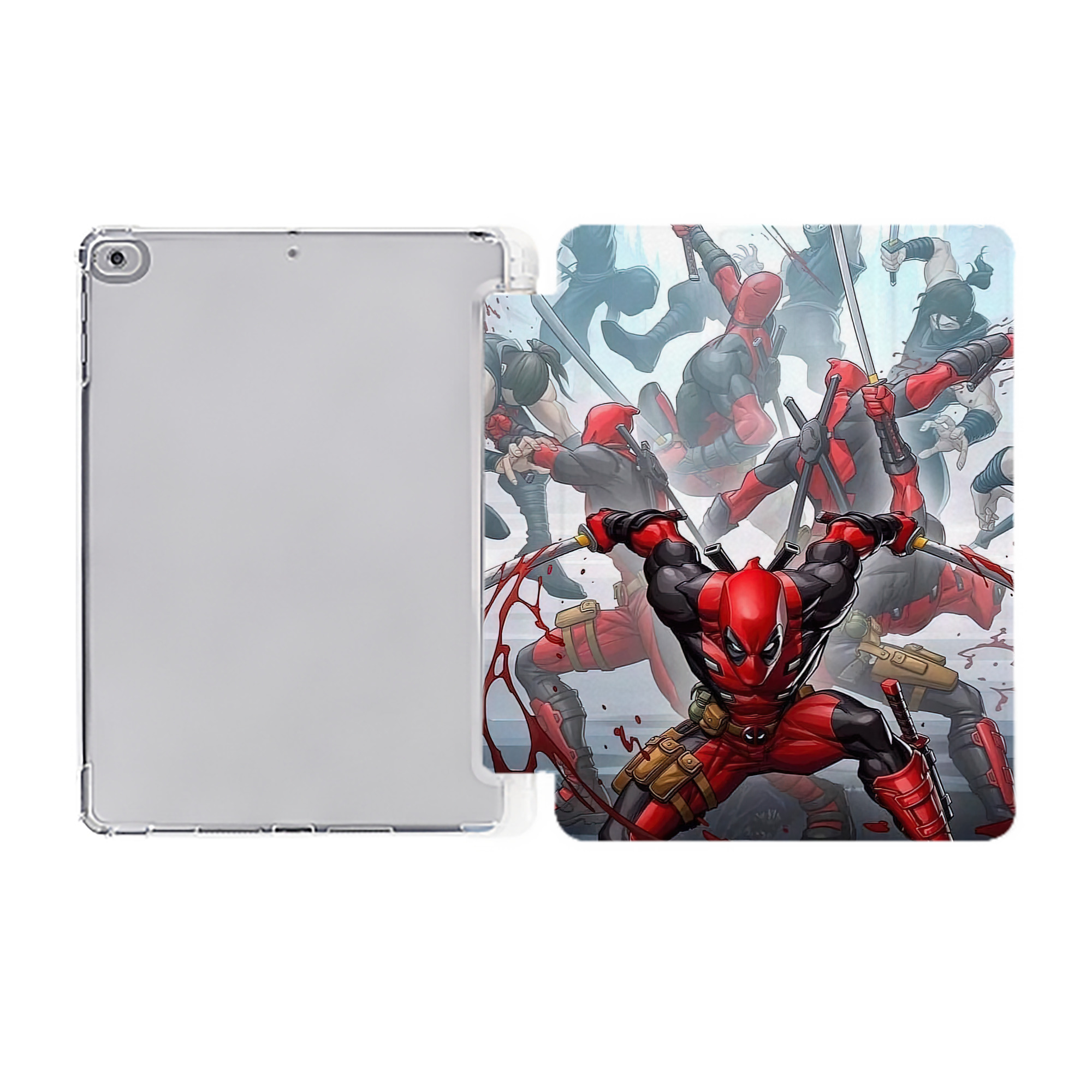 （画像用） Deadpool デッドプール IPad ケース ペン収納付き 三つ折りスタンド PUレザー×シリコン 対応機種9.5/10.5/10.9インチ